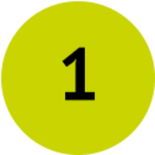 Ein grasgrüner Button, nummeriert mit "1"